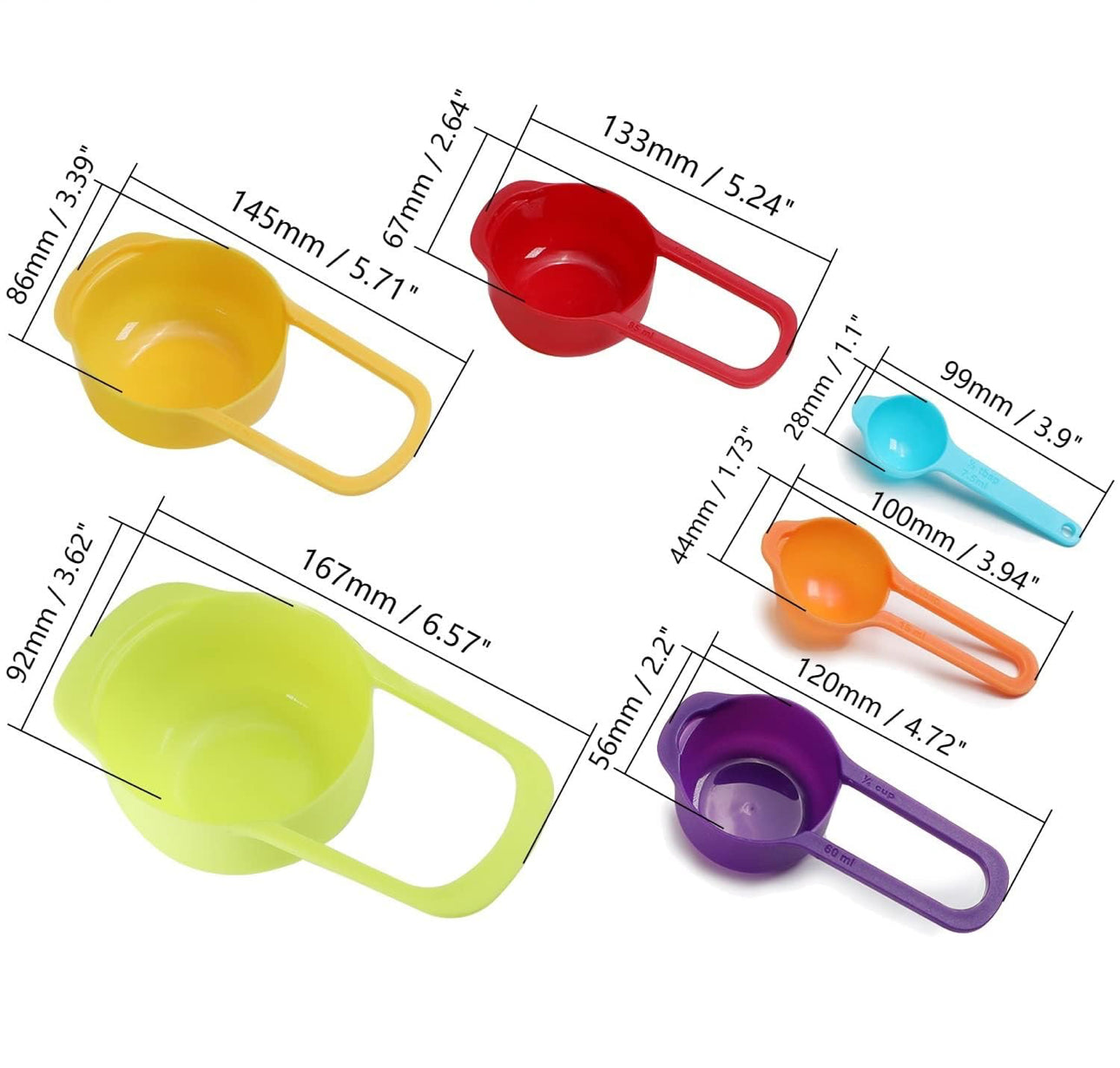 Plastic Rainbow Measuring Spoon Baking Kit Measuring Spoon Measuring Cup.