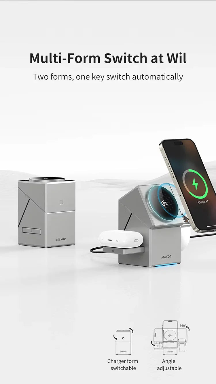 Geometric magnetic wireless charging 3 in 1 Wireless Charger for iPhone